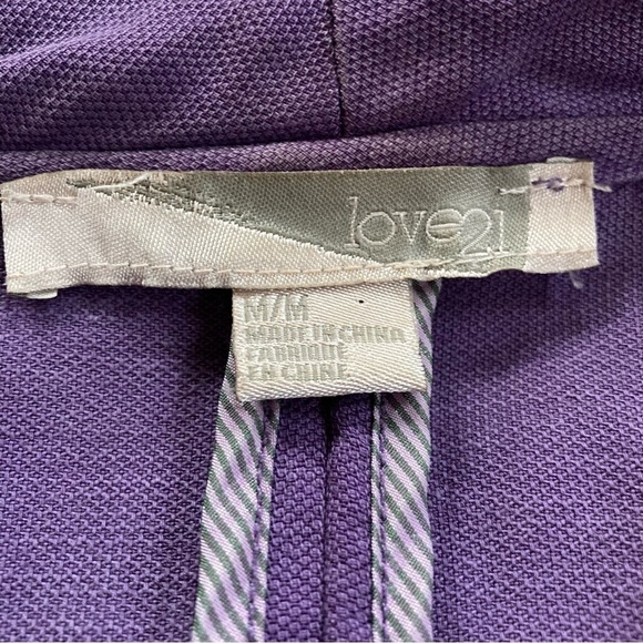 COPY - Forever 21, Love 21 purple flowy open front linen blend jacket. Size M. - Picture 5 of 7